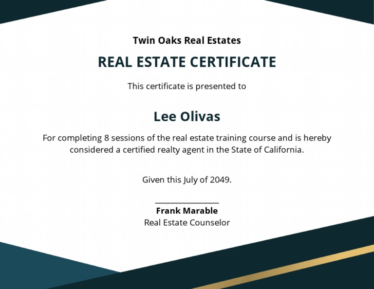 12 Free Real Estate Certificate Templates In Pdf Word