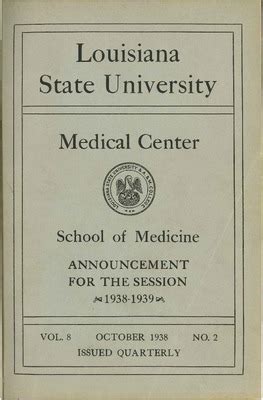 1938 1939 Lsu Medical Center Catalog Bulletin School Of Medicine Oct