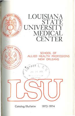 1973 1974 Lsu Medical Center Catalog Bulletin School Of Allied Health