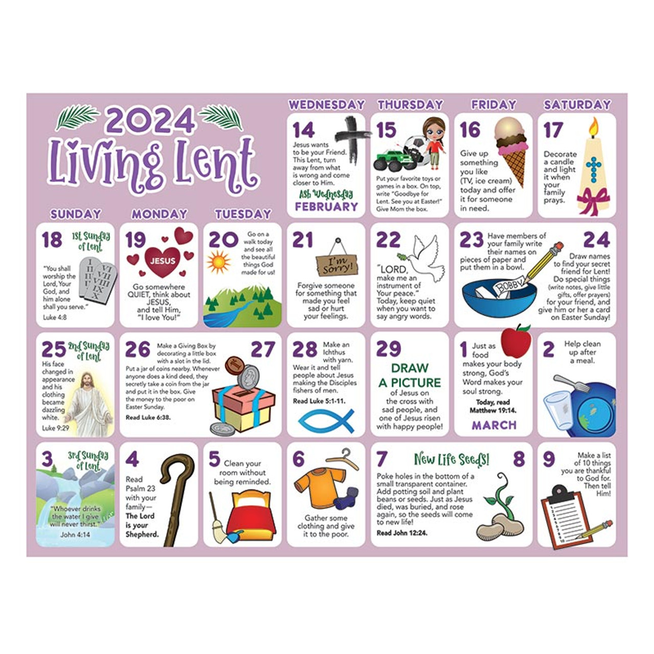 2015 Children S Lenten Activity Calendar Autom Lenten Activities