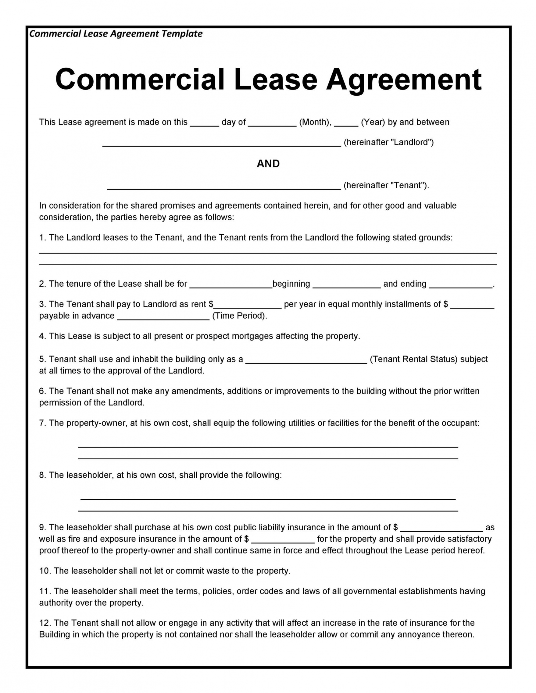 26 Free Commercial Lease Agreement Templates Template Lab