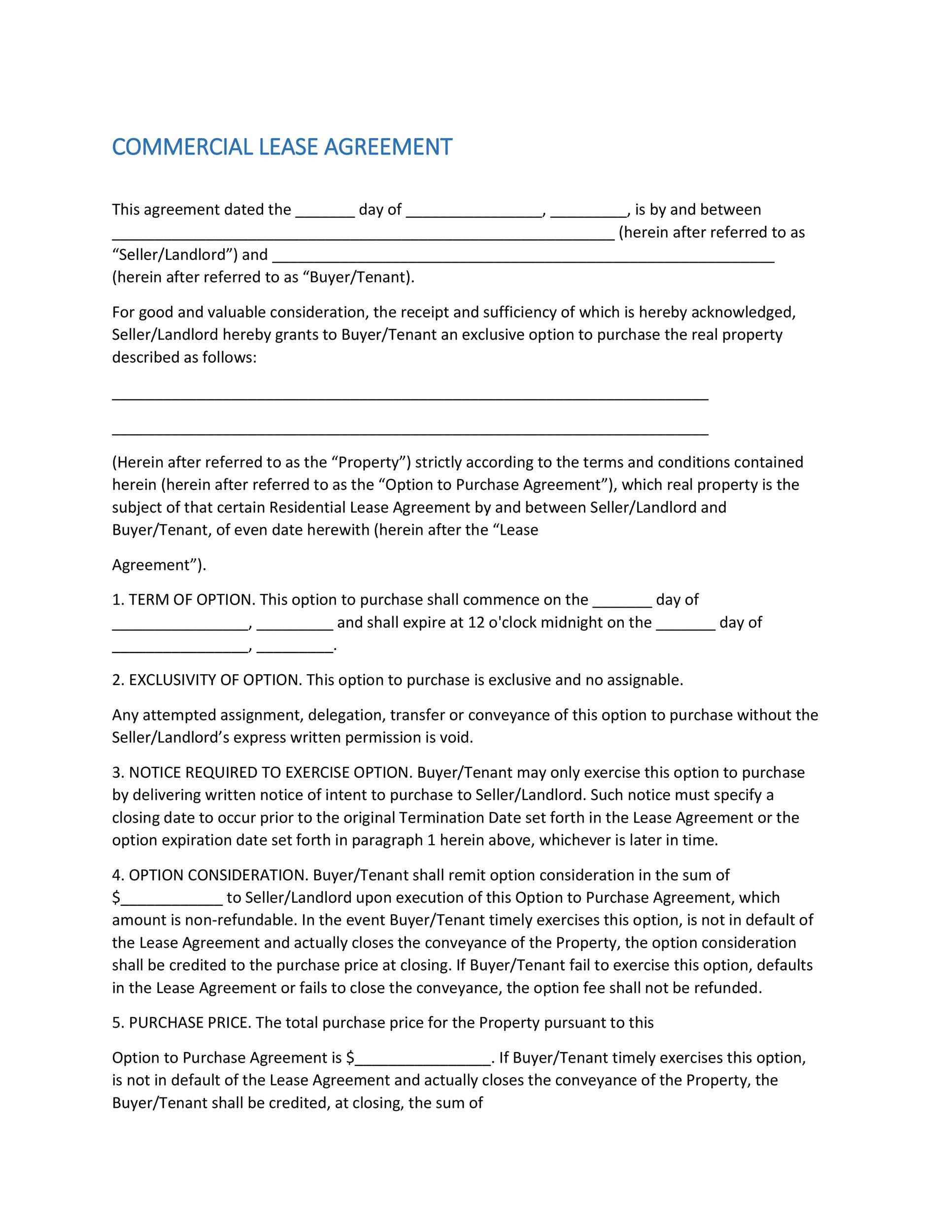 26 Free Commercial Lease Agreement Templates Templatelab