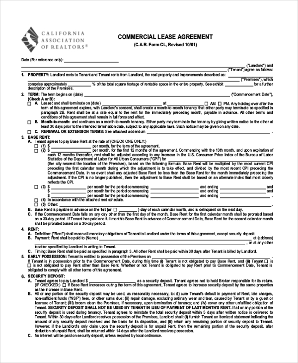 27 Free Commercial Lease Agreement Templates Templatelab