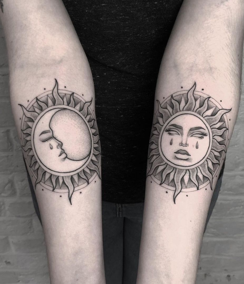 50 Meaningful And Beautiful Sun And Moon Tattoos Kickass Things Sun