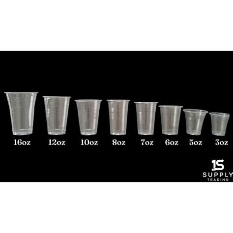 50Pcs Plastic Cups Transaparent Clear 3Oz 5Oz 6Oz 7Oz 8Oz 10Oz 12Oz