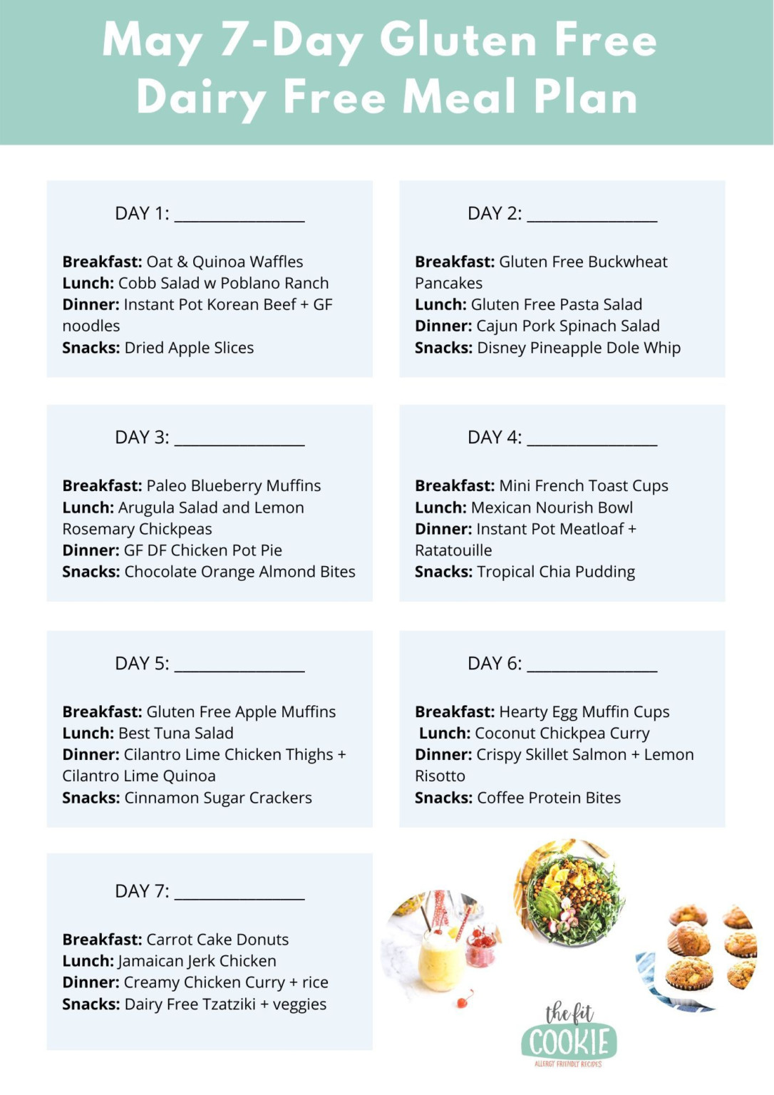 7 Day Gluten Free Dairy Free Meal Plan 1 The Fit Cookie