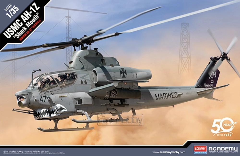 Academy Us Marine Corps Ah 1Z Shark Mouth Helicopter