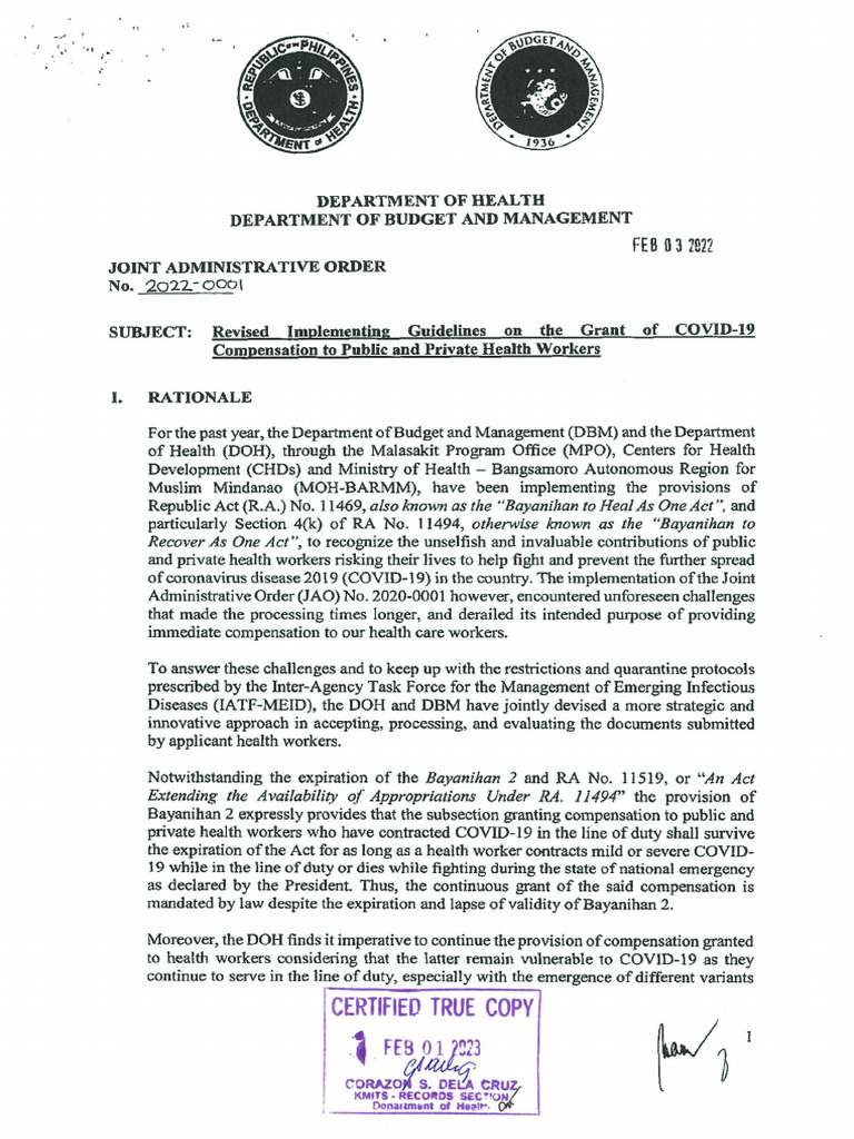 Administrative Order Revised Implementing Guidelines For The Pnfs 3A