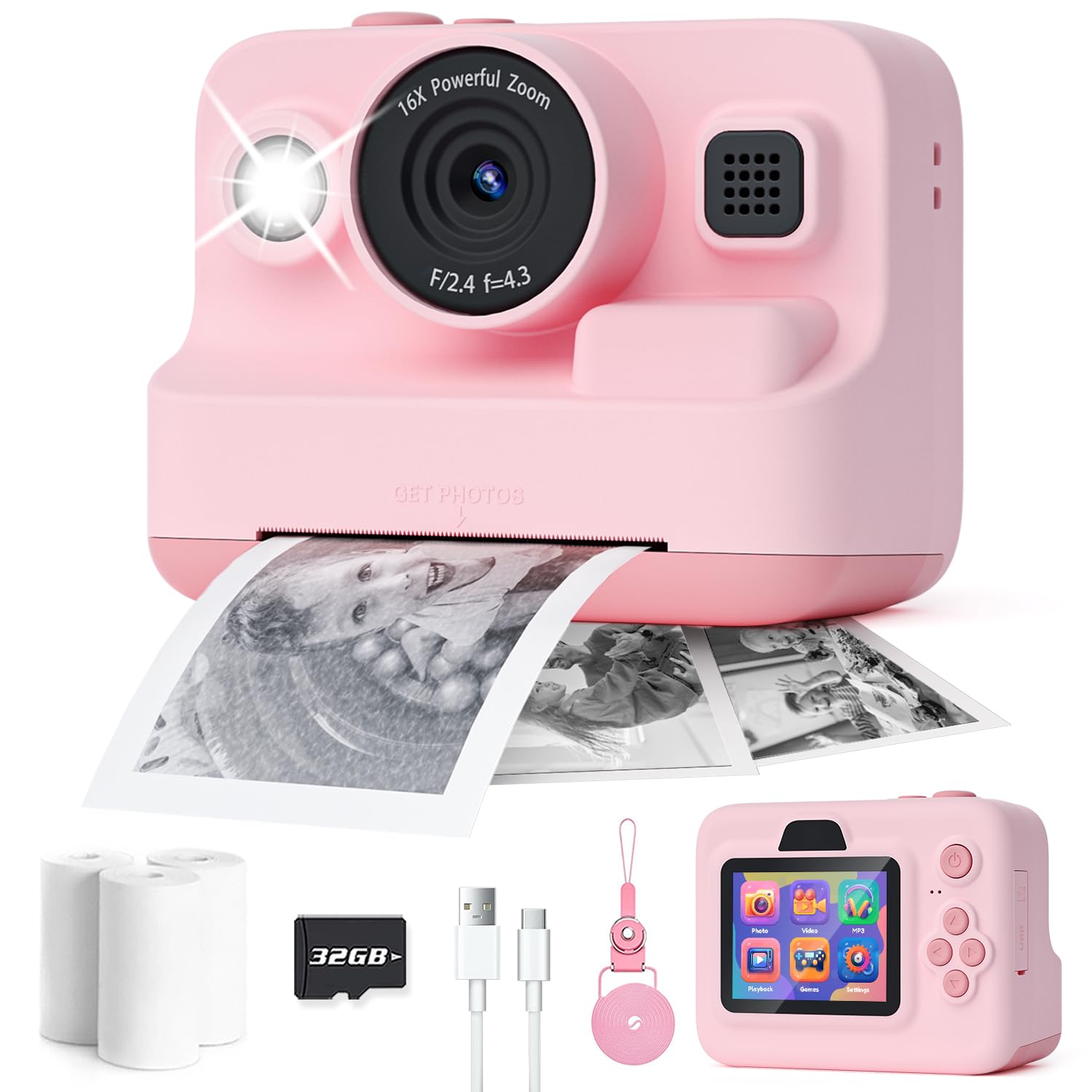 Amazon Com Greenkinder Kids Camera Instant Print 2 5K Digital Video