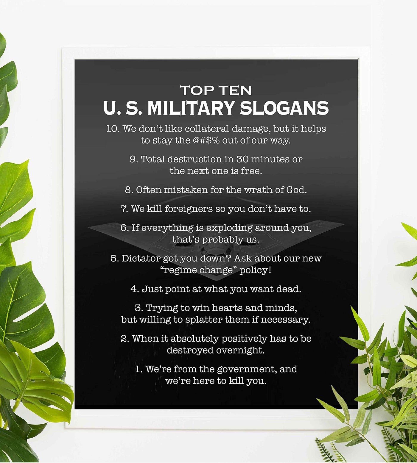 Amazon Com Top Ten U S Military Slogans Patriotic Wall Art 8 X 10