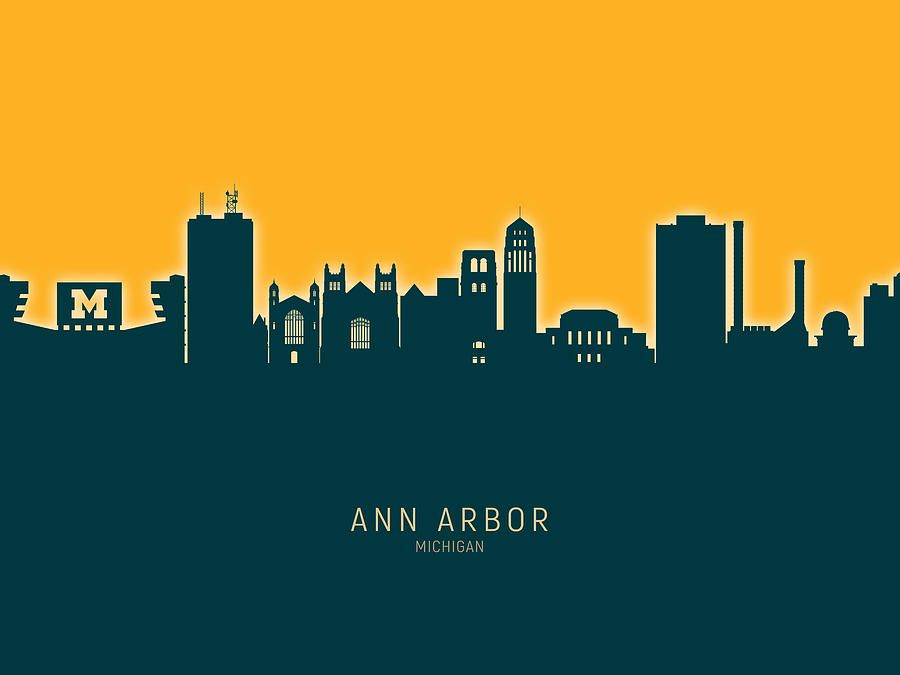 Ann Arbor Michigan Skyline Digital Art By Michael Tompsett