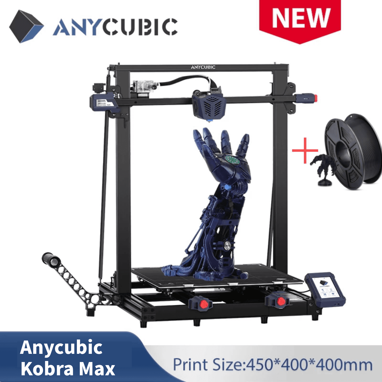 Anycubic Kobra Black Max Fdm 3D Printer Smart Auto Leveling With Self