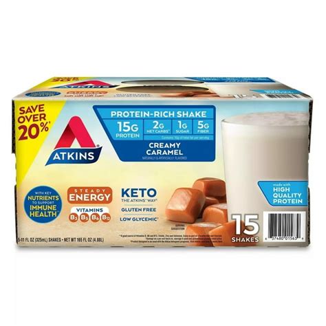 Atkins Gluten Free Protein Rich Shake Creamy Caramel 11 Fluid Ounce