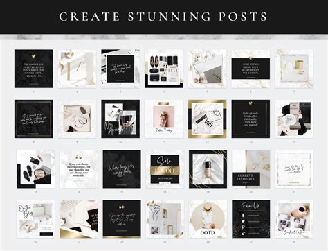 Black And Gold Instagram Canva Post Template Instagram Feed Etsy