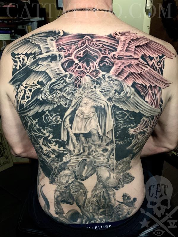 Black And Grey Warrior Angel Tattoo By Terry Mayo Tattoonow