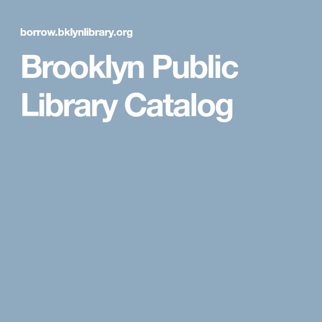 Brooklyn Public Library Catalog