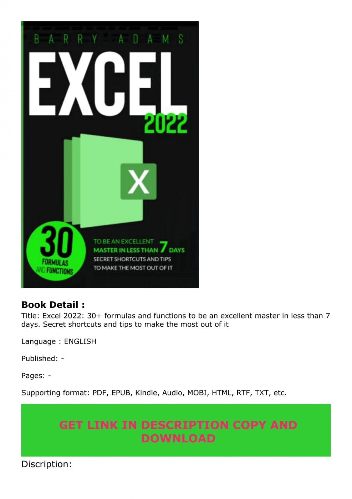 Buy Excel 2021 The Key To Becoming An Excel Master In Less Than 30