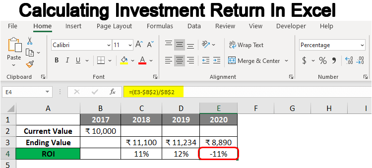 Calculating Investment Return In Excel How To Use Formula Ex