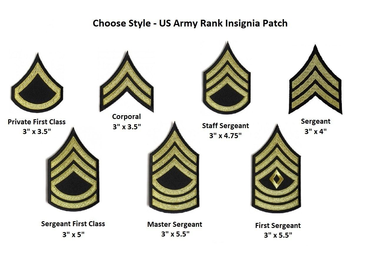 Choose Rank Us Army Insignia Iron On Patches Sizes As Listed Etsy