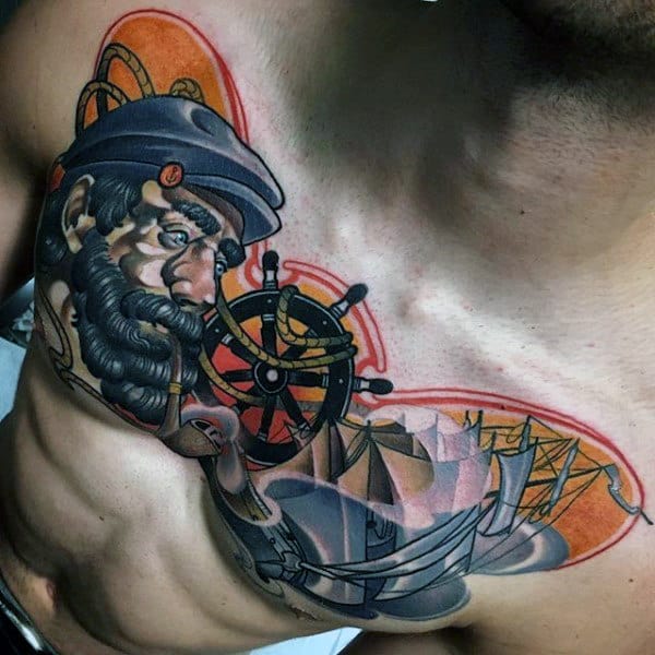 Colorful Chest Tattoos For Men