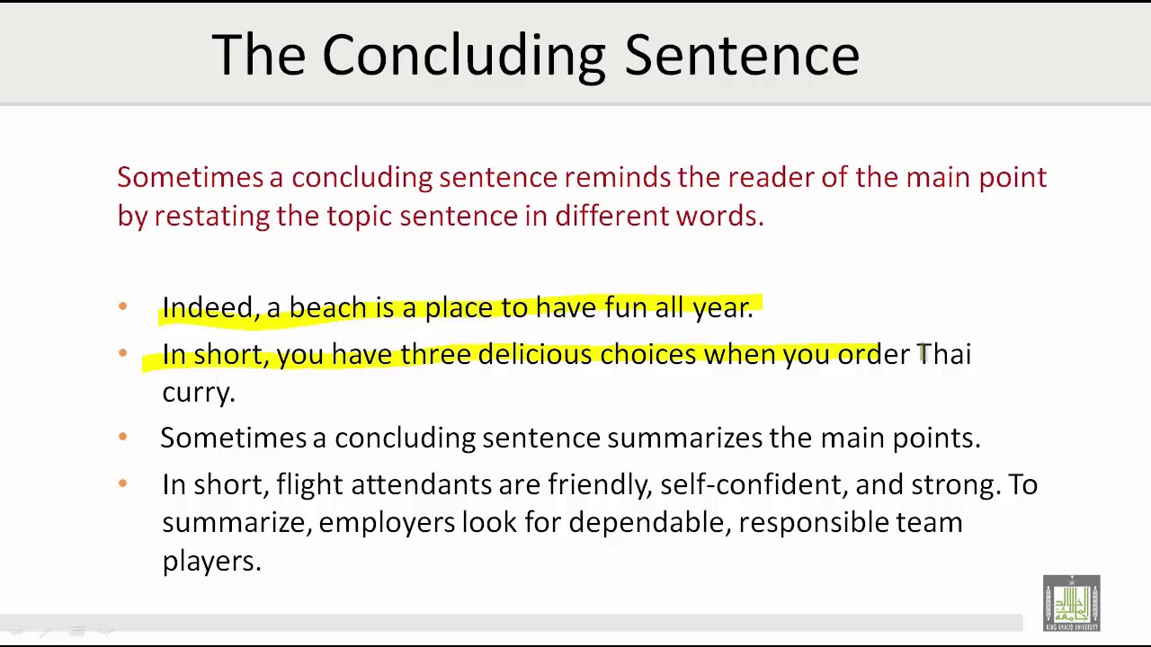 Concluding Sentence Overview, Examples Starters Video, 46% Off