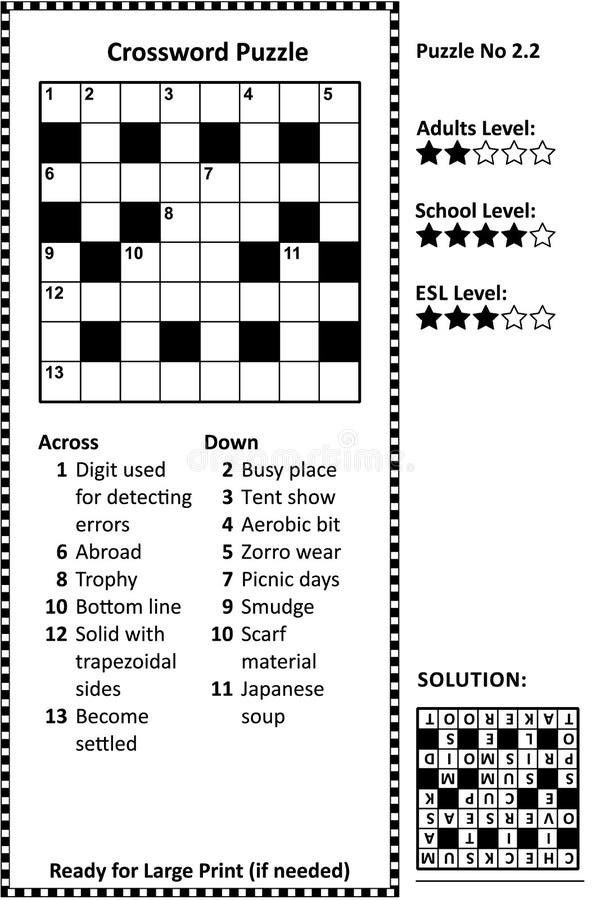 Crossword Puzzle Grid Clues And Solution Classic Quick Family