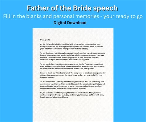 Custom Father Of The Bride Speech Writing Service The Perfect Etsy