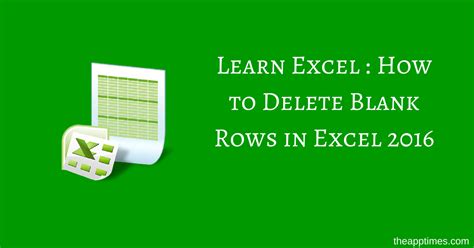 Delete Blank Rows In Excel 2016 How To Theapptimes