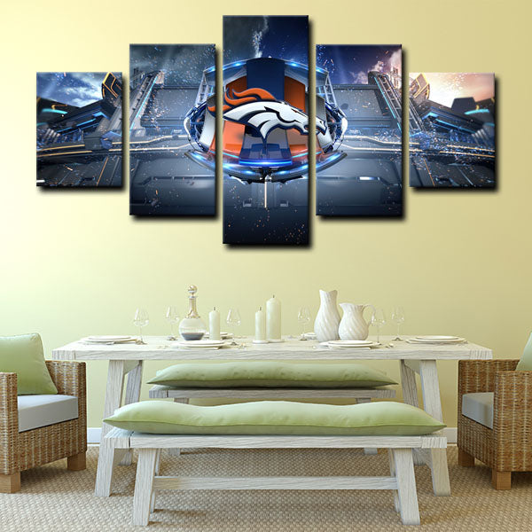 Denver Broncos Symbol Canvas Wall Art Pencil Canvas