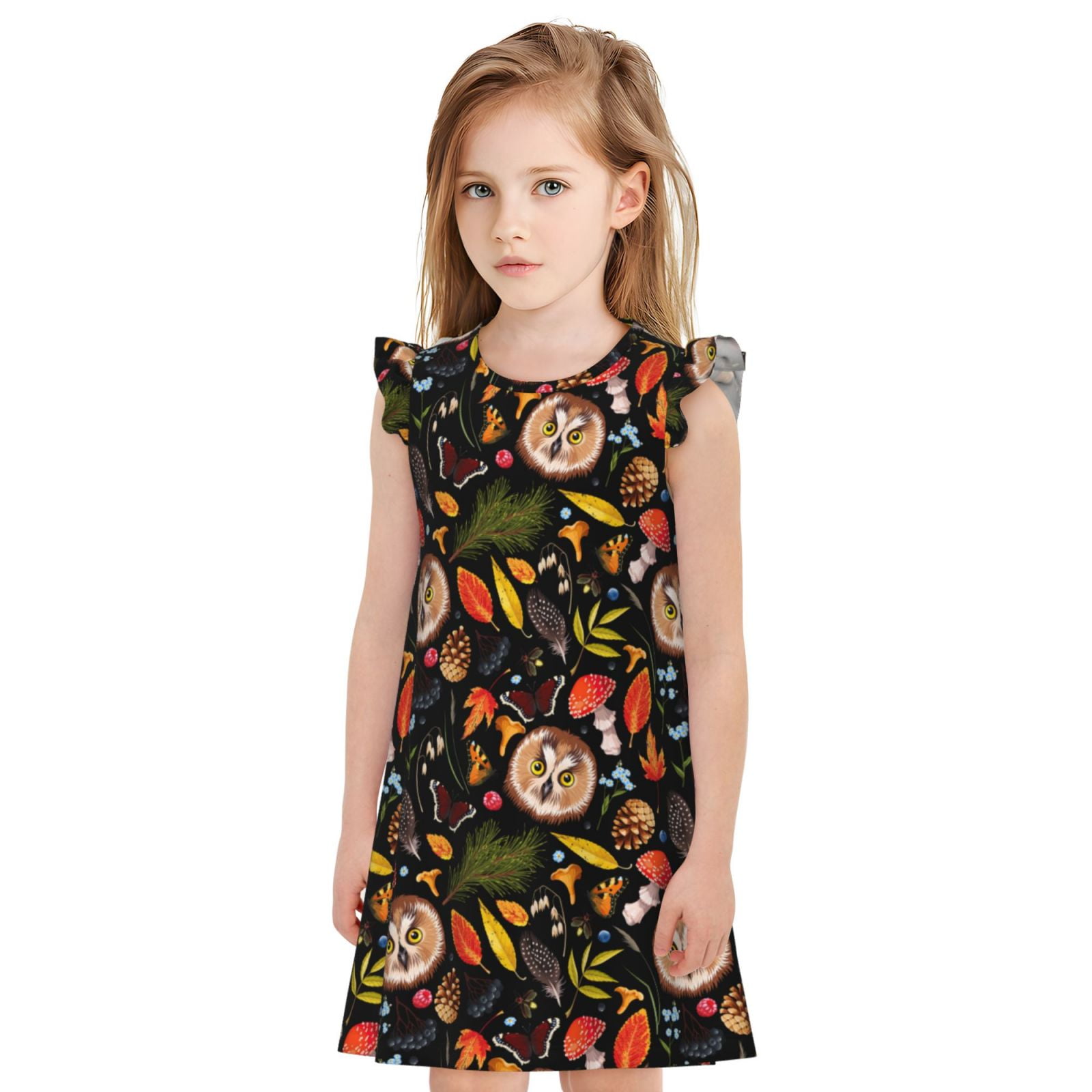 Derioi Colourfull Owl For Girls Nightgowns Night Dress Sleepwear