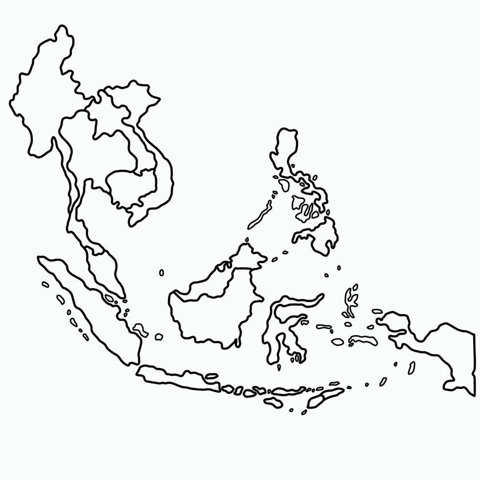 Doodle Freehand Drawing Of South East Asia Countries Map The Best Porn Website