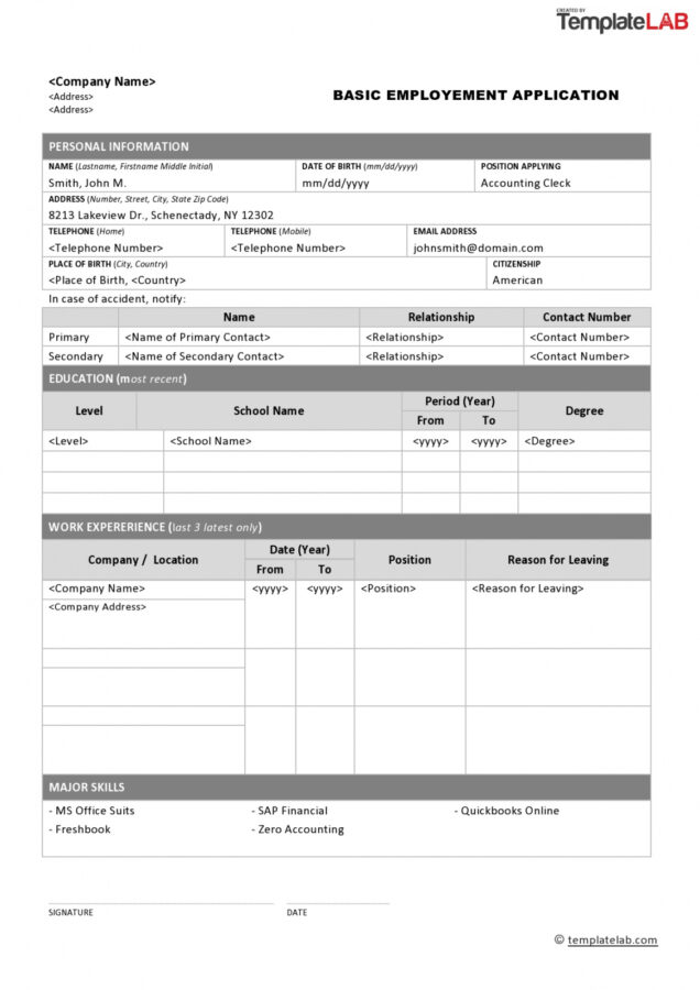 Employment Application Form Template Human Resources Software Online