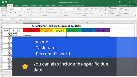 Excel Semester Planner Template Plan And Organize Your Semester Like A