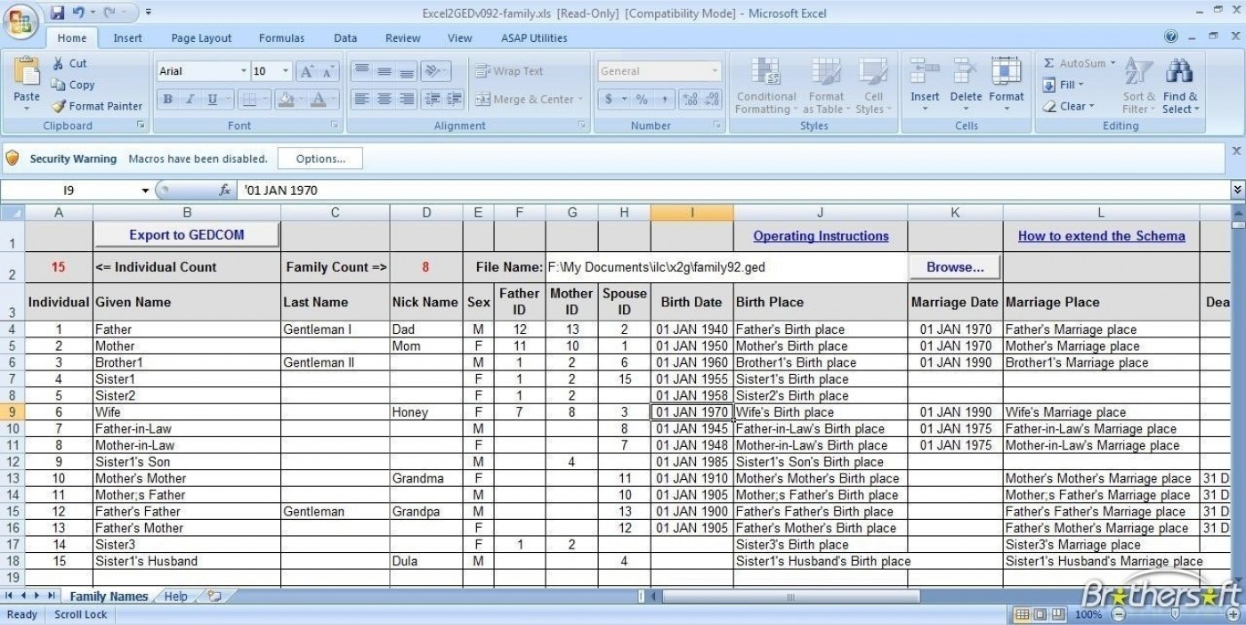 Family Tree Excel Spreadsheet Editable Family Tree Bundle Family Tree