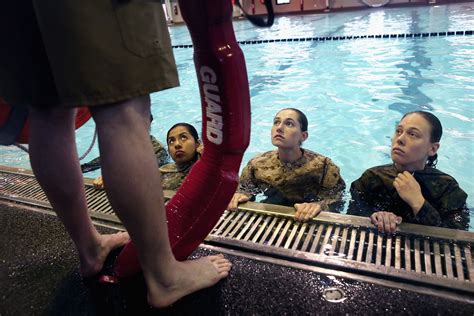 Female Marine Recruits Are Tested For To Determine Their Swimming