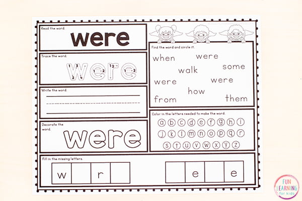 First Grade Sight Word Worksheets Free Printables