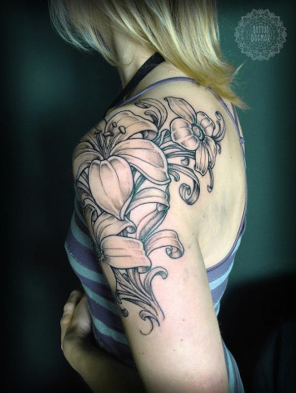 Flowers Shoulder Sleeve Tattoos Quarter Sleeve Tattoos Tattoos For