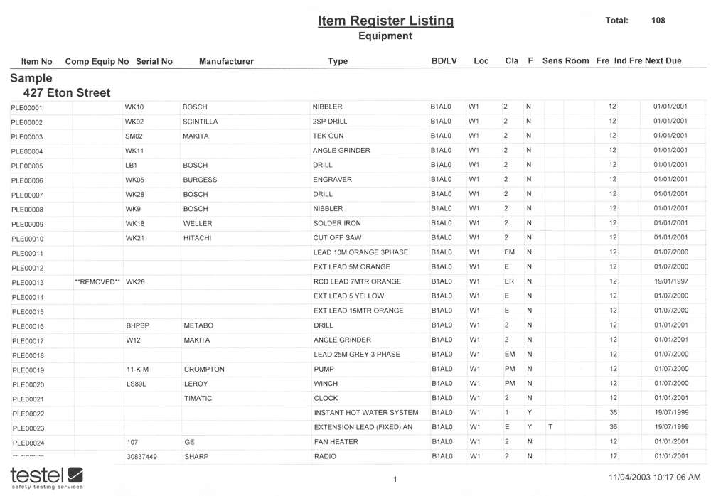 Free Electrical Test And Tag Register Template (Better Than, 56% Off