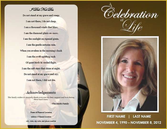 Free Funeral Program Template Indesign Of 20 Memorial Card Designs