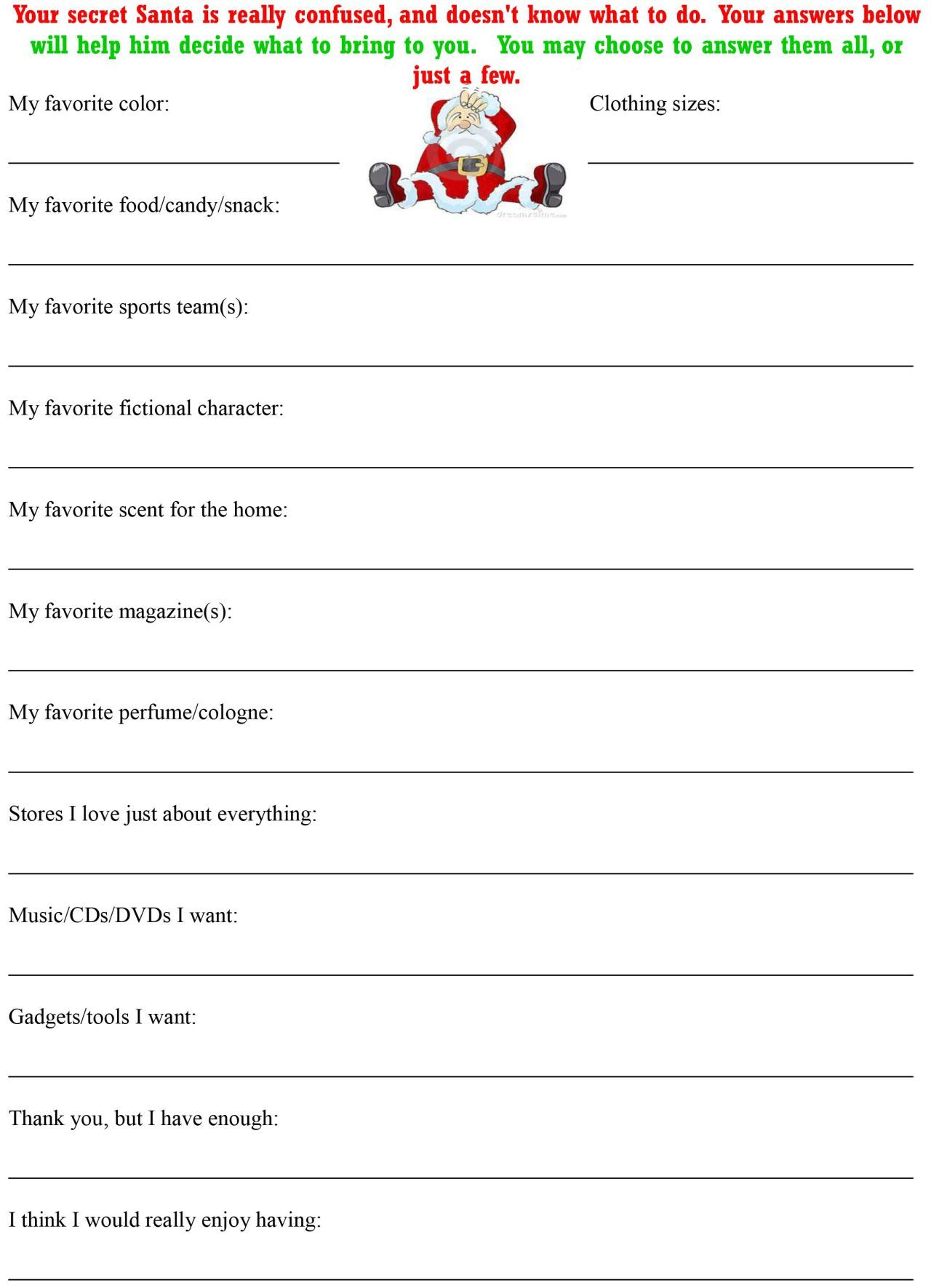 Free Secret Santa Printable Pdf