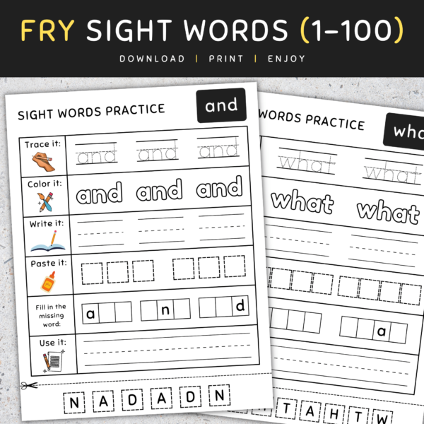 Fry Sight Words 1 100 First 100 Sight Words Worksheets Set 2