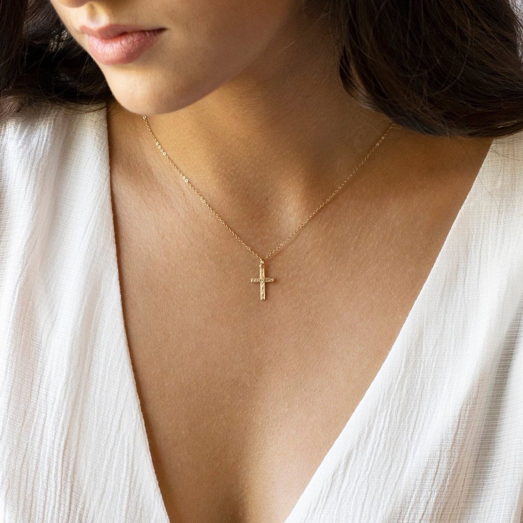 Gold Cross Necklace Cross Necklace Women Cross Necklace Etsy