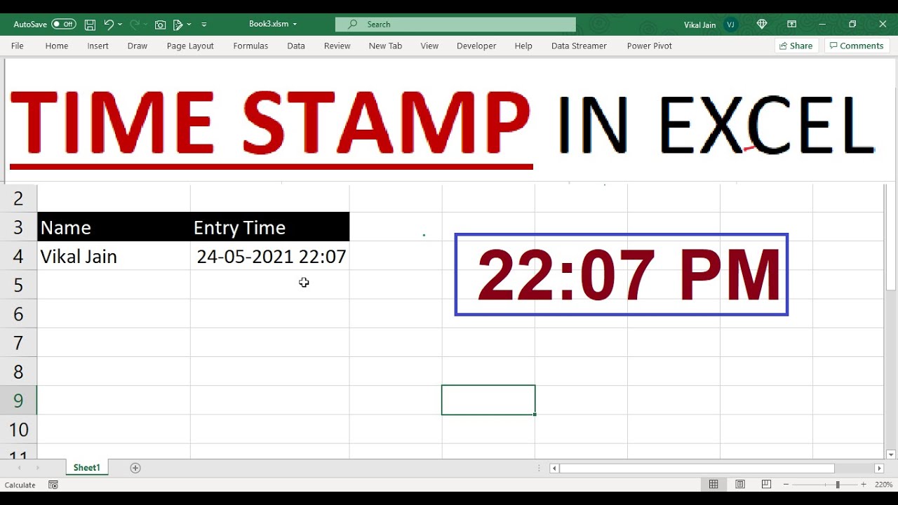 How To Create A Auto Stamp As You Type In Excel Youtube