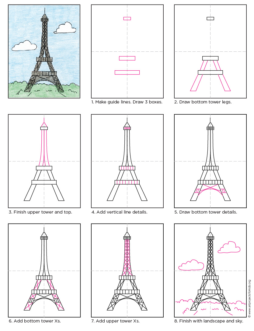 How To Draw The Eiffel Tower Art Projects For Kids