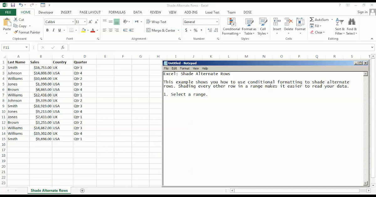 How To Shade Alternate Rows Or Columns In Microsoft Excel