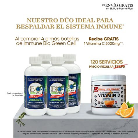 Immune Bio Green Cell Immune System Support Incluye 2 Botellas