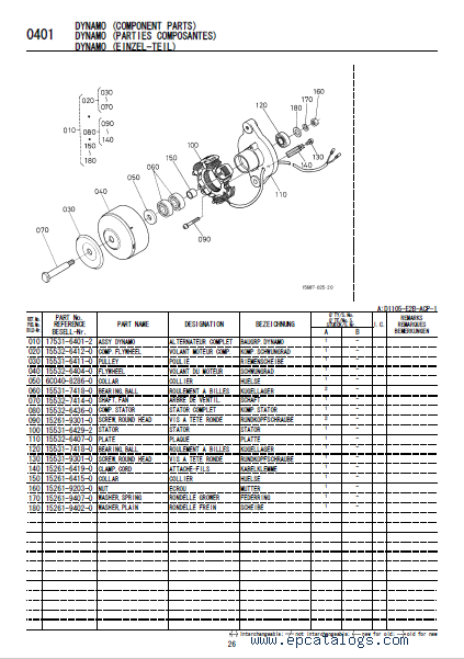 Kubota Diesel Engine D1105 E2b Acp 1 Illustrated Parts List