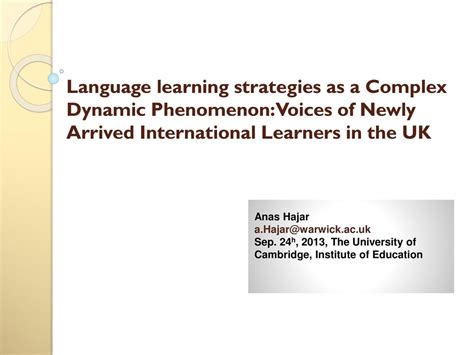 Language Learning Strategies As A Complex Dynamic Phenomenon Voices Of