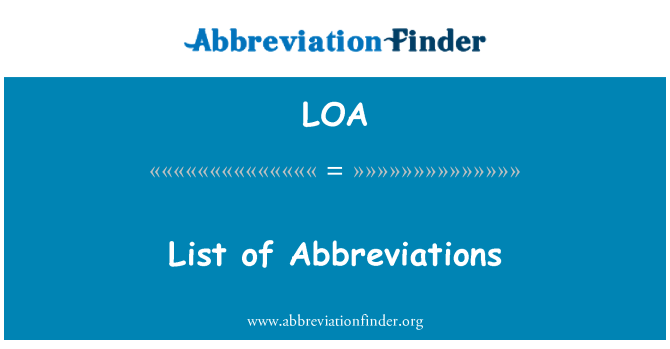 Loa Definition List Of Abbreviations Abbreviation Finder