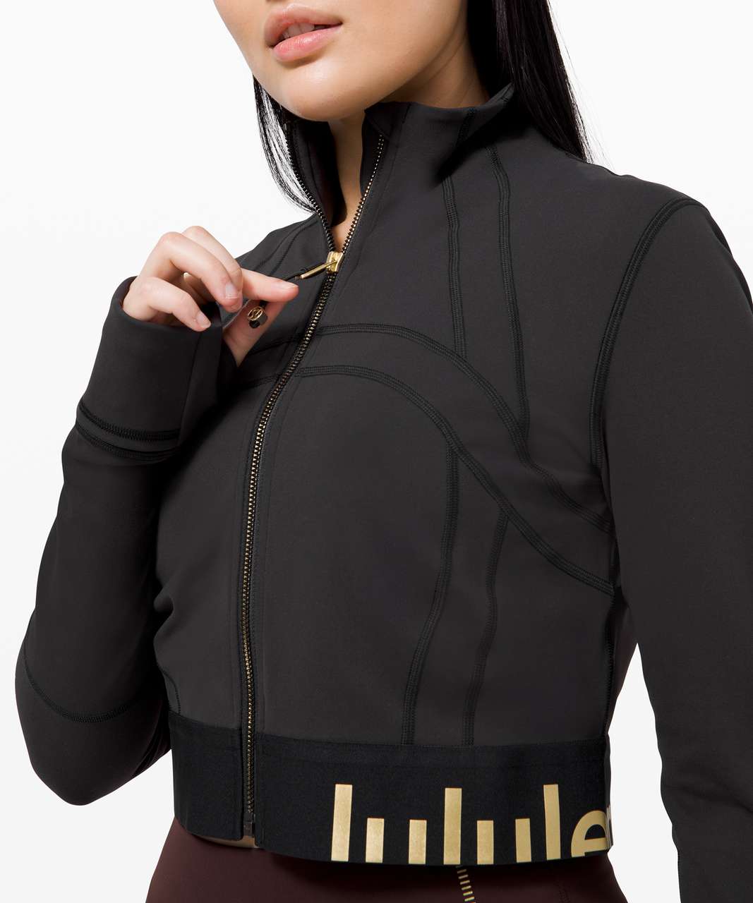 Lululemon Define Jacket Cropped Gold Black Lulu Fanatics